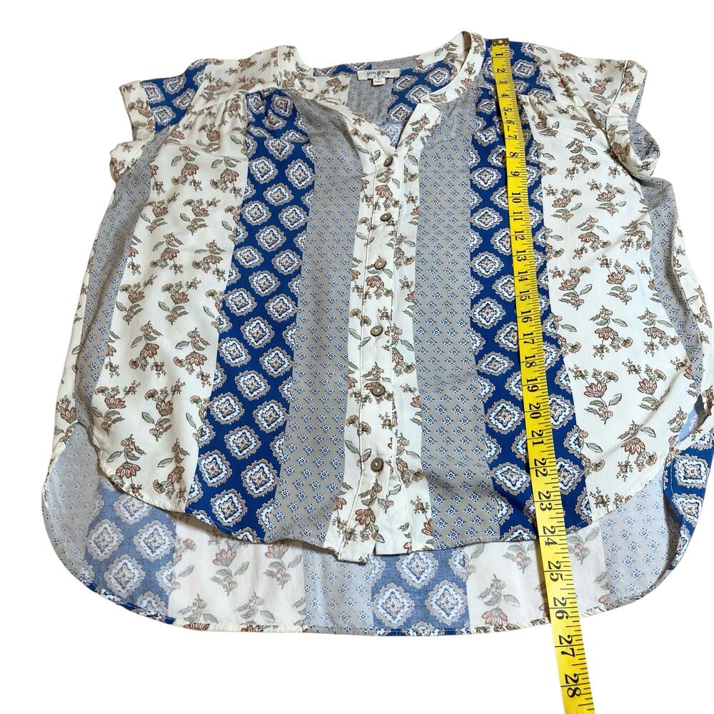 Umgee USA Women's Patterned Button-Up Short-Sleeve Bohemian Top Size Small EUC - Picture 7 of 8